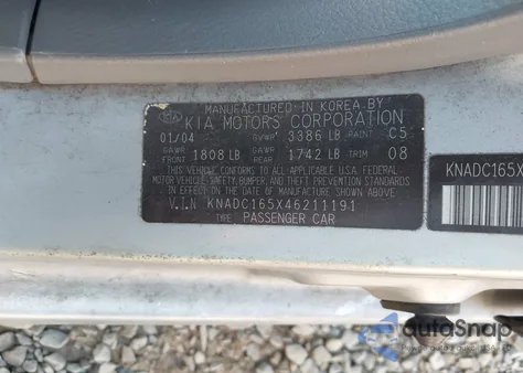 2004 Kia Rio Cinco from USA, damaged, VIN KNADC165X46211191